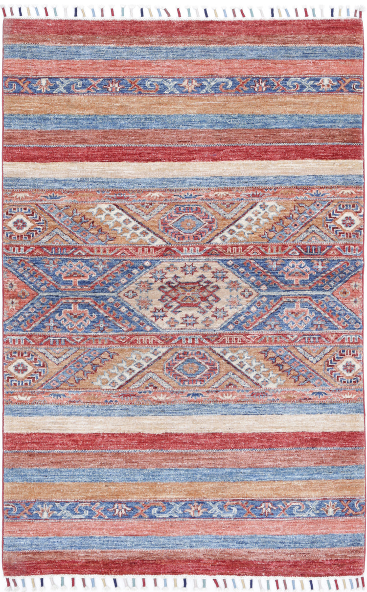 Hand Knotted Khurjeen Wool Rug - 3'0'' x 4'10''