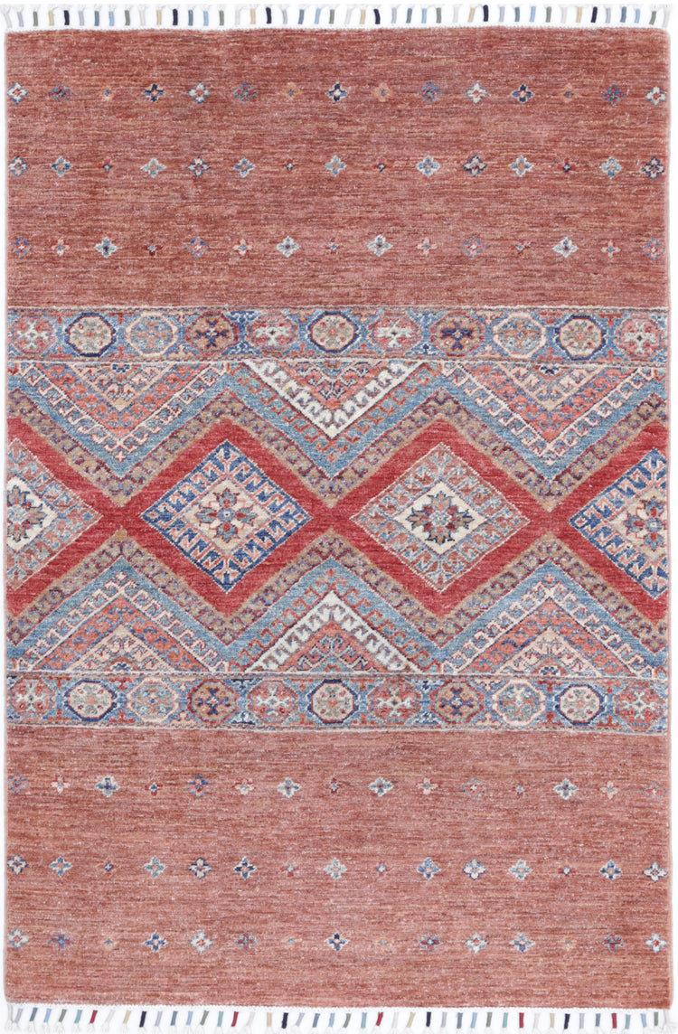 Hand Knotted Khurjeen Wool Rug - 3'3'' x 4'10''