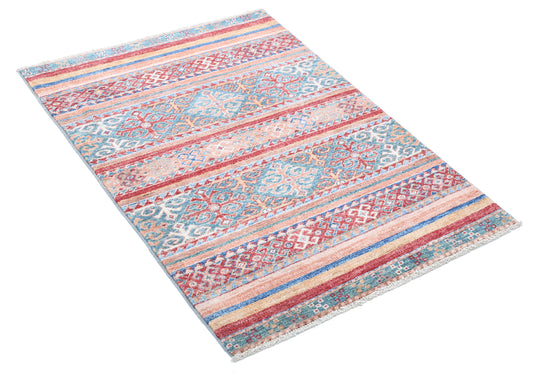 Hand Knotted Khurjeen Wool Rug - 2'8'' x 3'9''