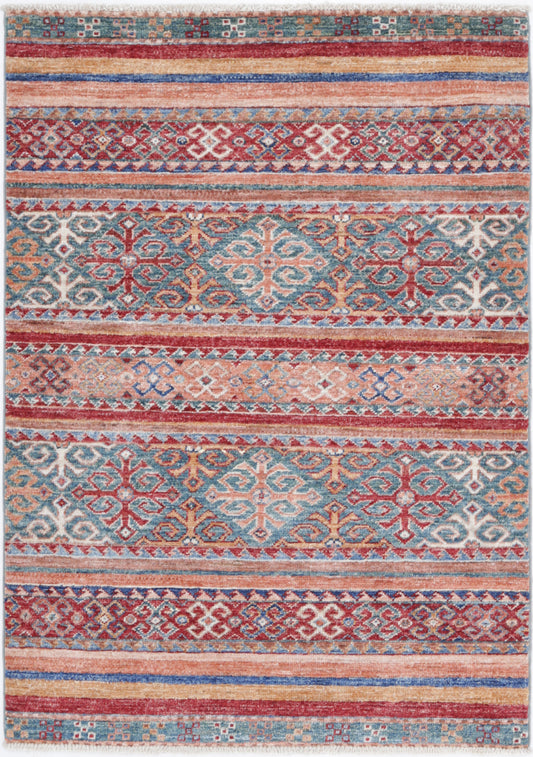 Hand Knotted Khurjeen Wool Rug - 2'8'' x 3'9''
