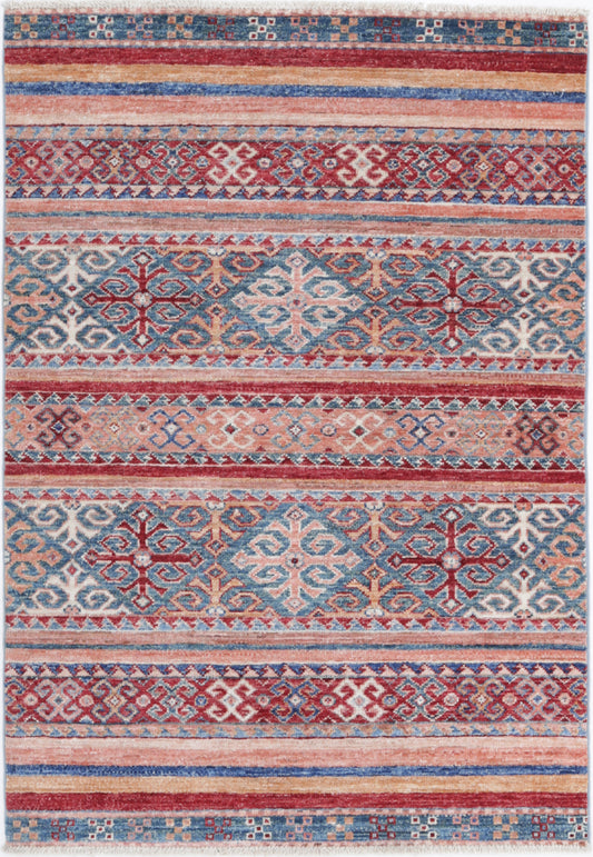 Hand Knotted Khurjeen Wool Rug - 2'8'' x 3'10''