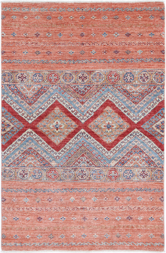 Hand Knotted Khurjeen Wool Rug - 3'3'' x 5'0''
