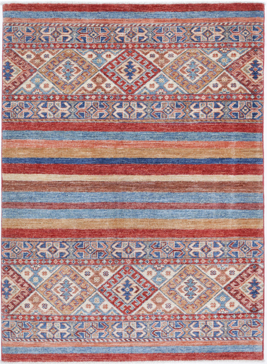 Hand Knotted Khurjeen Wool Rug - 3'4'' x 4'9''