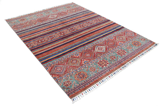 Hand Knotted Khurjeen Wool Rug - 5'9'' x 7'10''
