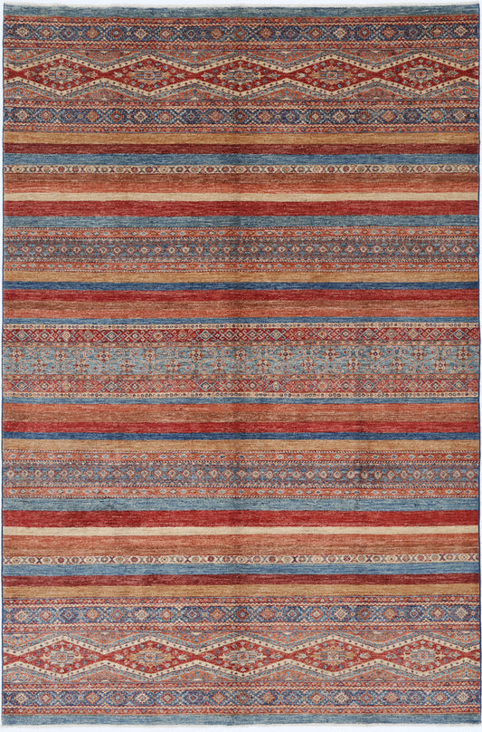 Hand Knotted Khurjeen Wool Rug - 6'7'' x 10'0''