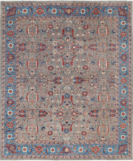 Hand Knotted Ariana Wool Rug - 8' 1" X 9' 9" 8' 1" X 9' 9" (246 X 297) / Grey / Wool