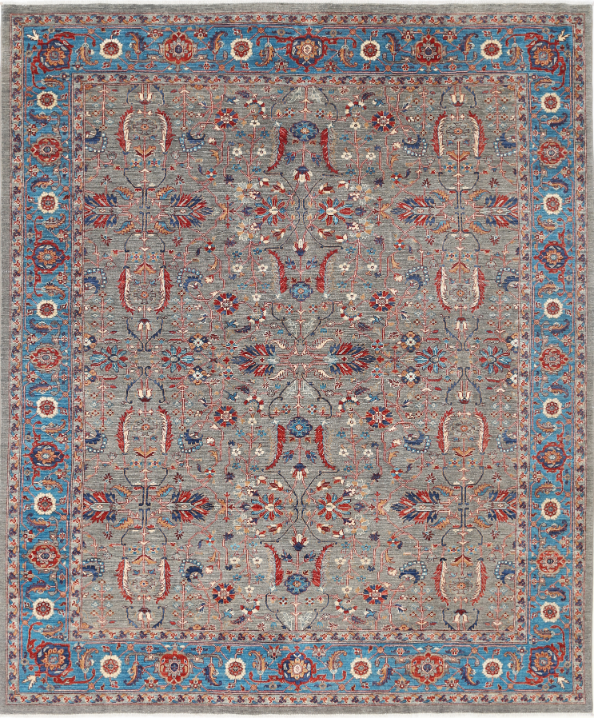 Hand Knotted Ariana Wool Rug - 8' 1" X 9' 9" 8' 1" X 9' 9" (246 X 297) / Grey / Wool