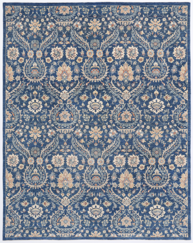 Hand Knotted Artemix Wool Rug - 7' 9" X 9' 10" 7' 9" X 9' 10" (236 X 300) / Blue / Wool