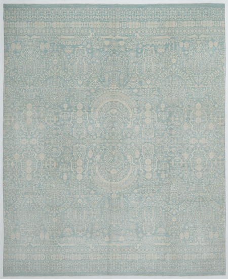 Hand Knotted Artemix Wool Rug - 12' 0" X 14' 9" 12' 0" X 14' 9" (366 X 450) / Green / Wool