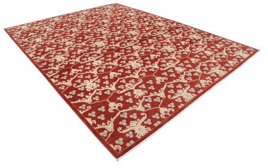 Hand Knotted Artemix Wool Rug - 9' 4" X 12' 1" 9' 4" X 12' 1" (284 X 368) / Red / Wool