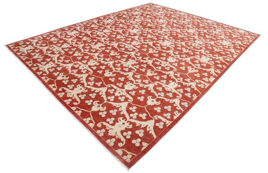 Hand Knotted Artemix Wool Rug - 9' 4" X 12' 1" 9' 4" X 12' 1" (284 X 368) / Red / Wool