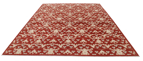 Hand Knotted Artemix Wool Rug - 9' 4" X 12' 1" 9' 4" X 12' 1" (284 X 368) / Red / Wool