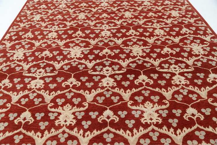 Hand Knotted Artemix Wool Rug - 9' 4" X 12' 1" 9' 4" X 12' 1" (284 X 368) / Red / Wool