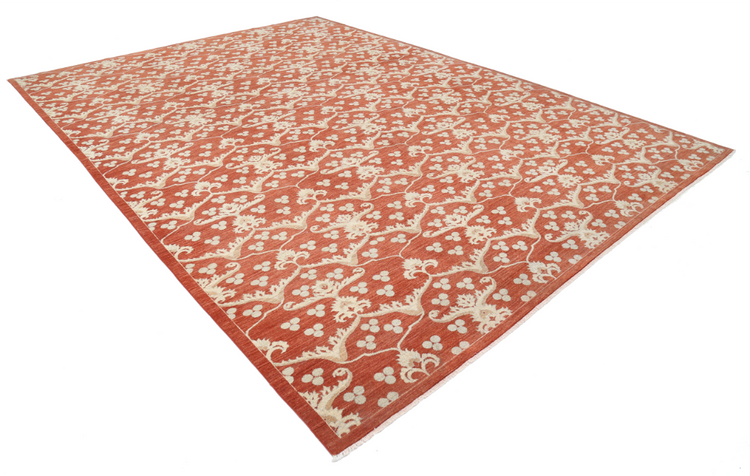 Hand Knotted Artemix Wool Rug - 9' 8" X 13' 3" 9' 8" X 13' 3" (295 X 404) / Rust / Wool