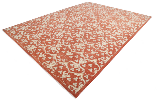 Hand Knotted Artemix Wool Rug - 9' 8" X 13' 3" 9' 8" X 13' 3" (295 X 404) / Rust / Wool