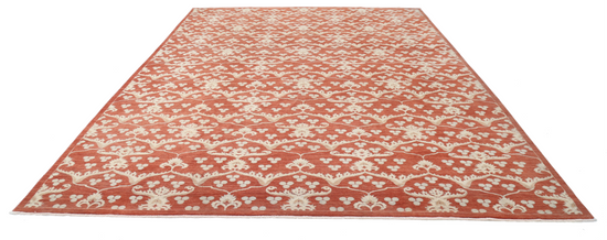 Hand Knotted Artemix Wool Rug - 9' 8" X 13' 3" 9' 8" X 13' 3" (295 X 404) / Rust / Wool