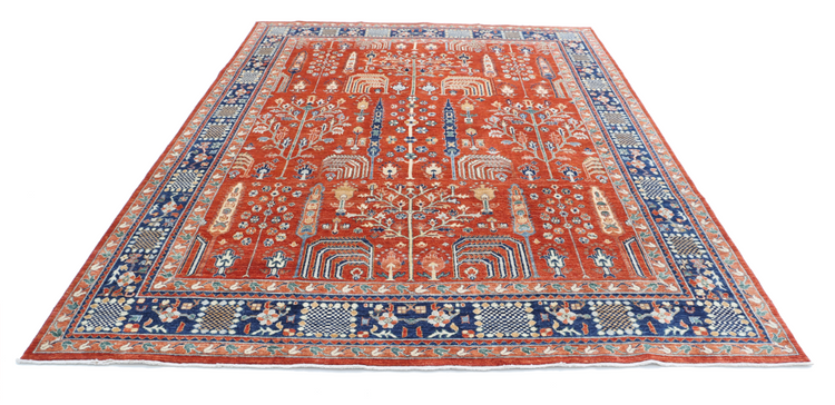 Hand Knotted Bakshaish Wool Rug - 7' 9" X 9' 11" 7' 9" X 9' 11" (236 X 302) / Rust / Wool