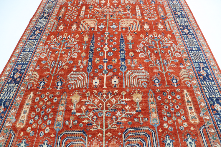 Hand Knotted Bakshaish Wool Rug - 7' 9" X 9' 11" 7' 9" X 9' 11" (236 X 302) / Rust / Wool