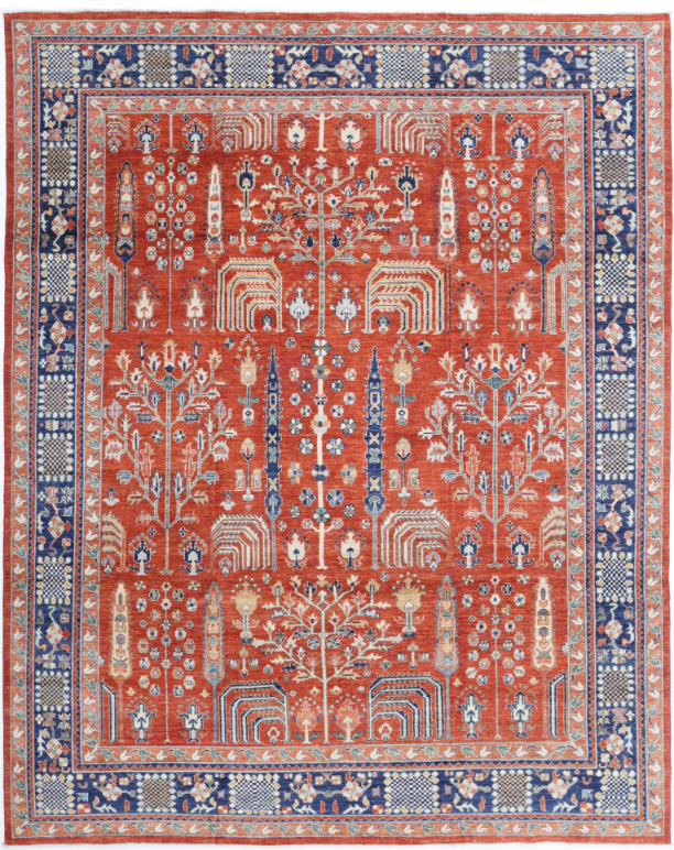 Hand Knotted Bakshaish Wool Rug - 7' 9" X 9' 11" 7' 9" X 9' 11" (236 X 302) / Rust / Wool