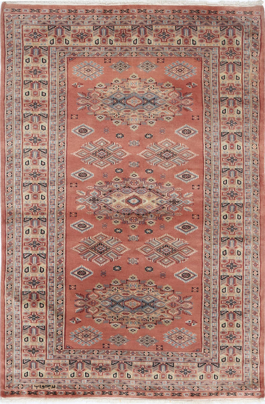 Hand Knotted Tribal Jaldar Fine Wool Rug - 4'2'' x 6'1''