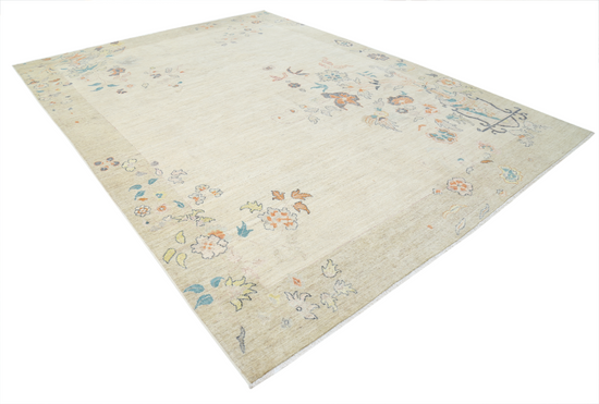 Hand Knotted Chinese Wool Rug - 8' 11" X 11' 11" 8' 11" X 11' 11" (272 X 363) / Gold / Wool