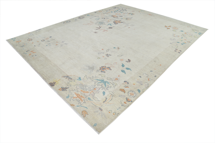 Hand Knotted Chinese Wool Rug - 8' 11" X 11' 11" 8' 11" X 11' 11" (272 X 363) / Gold / Wool