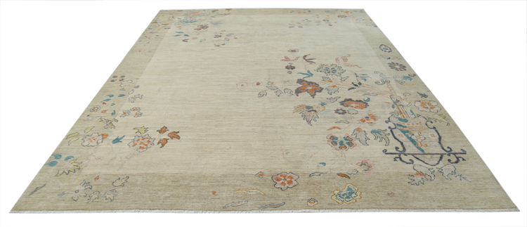 Hand Knotted Chinese Wool Rug - 8' 11" X 11' 11" 8' 11" X 11' 11" (272 X 363) / Gold / Wool