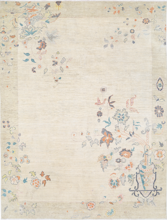 Hand Knotted Chinese Wool Rug - 8' 11" X 11' 11" 8' 11" X 11' 11" (272 X 363) / Gold / Wool