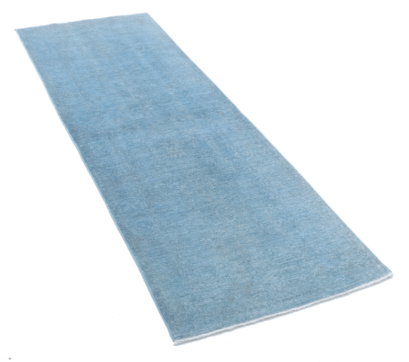 Hand Knotted Overdye Wool Rug - 2' 4" X 6' 9" 2' 4" X 6' 9" (71 X 206) / Teal / Wool