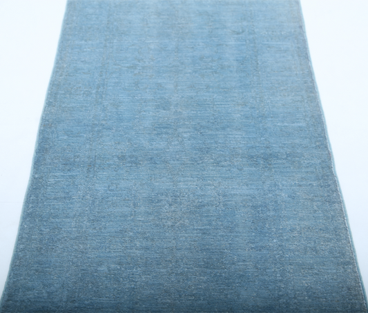 Hand Knotted Overdye Wool Rug - 2' 4" X 6' 9" 2' 4" X 6' 9" (71 X 206) / Teal / Wool