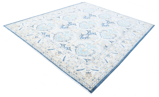 Hand Knotted Ziegler Wool Rug - 8' 2" X 9' 5" 8' 2" X 9' 5" (249 X 287) / Blue / Wool