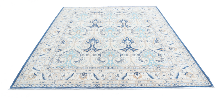 Hand Knotted Ziegler Wool Rug - 8' 2" X 9' 5" 8' 2" X 9' 5" (249 X 287) / Blue / Wool