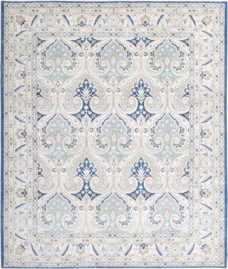 Hand Knotted Ziegler Wool Rug - 8' 2" X 9' 5" 8' 2" X 9' 5" (249 X 287) / Blue / Wool