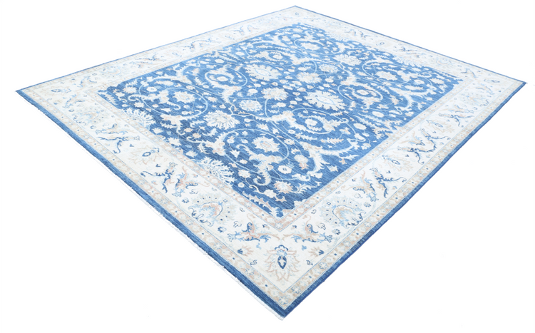 Hand Knotted Ziegler Wool Rug - 7' 10" X 9' 6" 7' 10" X 9' 6" (239 X 290) / Blue / Wool