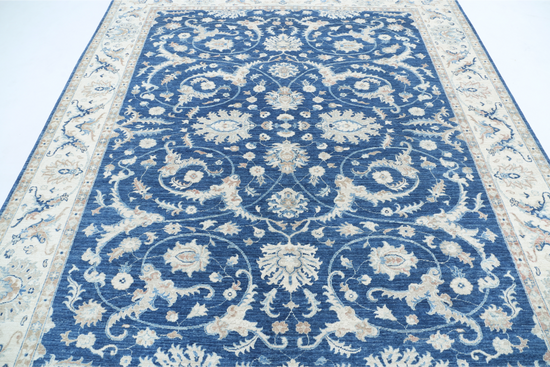 Hand Knotted Ziegler Wool Rug - 7' 10" X 9' 6" 7' 10" X 9' 6" (239 X 290) / Blue / Wool