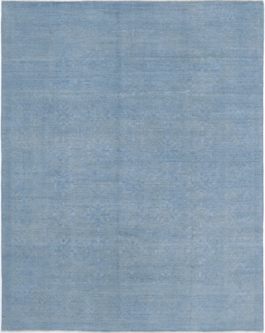 Hand Knotted Overdye Wool Rug - 7' 10" X 10' 1" 7' 10" X 10' 1" (239 X 307) / Blue / Wool