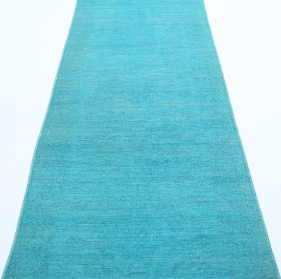 Hand Knotted Overdye Wool Rug - 2' 10" X 10' 2" 2' 10" X 10' 2" (86 X 310) / Teal / Wool