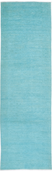 Hand Knotted Overdye Wool Rug - 2' 10" X 10' 2" 2' 10" X 10' 2" (86 X 310) / Teal / Wool