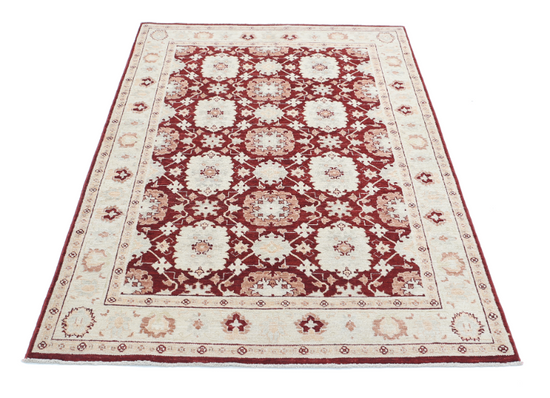 Hand Knotted Ziegler Wool Rug - 4' 0" X 6' 3" 4' 0" X 6' 3" (122 X 191) / Red / Wool