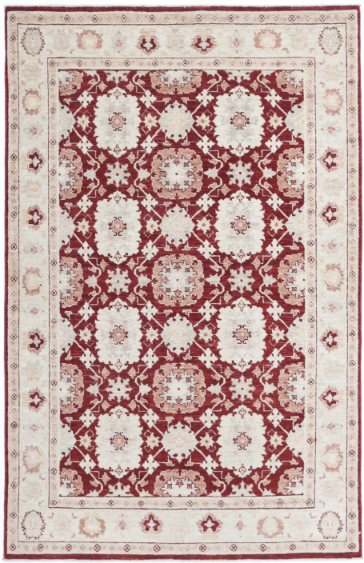 Hand Knotted Ziegler Wool Rug - 4' 0" X 6' 3" 4' 0" X 6' 3" (122 X 191) / Red / Wool