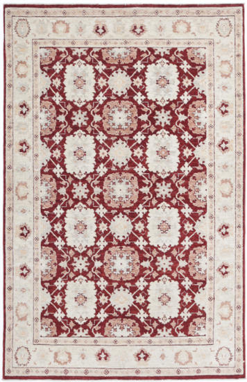 Hand Knotted Ziegler Wool Rug - 4' 0" X 6' 3" 4' 0" X 6' 3" (122 X 191) / Red / Wool