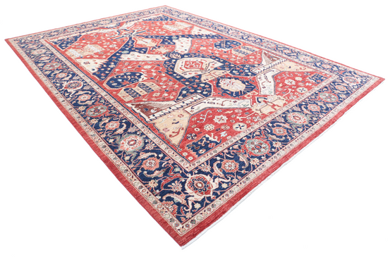 Hand Knotted Heriz Wool Rug - 10' 0" X 13' 0" 10' 0" X 13' 0" (305 X 396) / Red / Wool