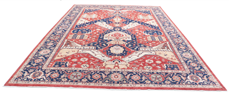 Hand Knotted Heriz Wool Rug - 10' 0" X 13' 0" 10' 0" X 13' 0" (305 X 396) / Red / Wool