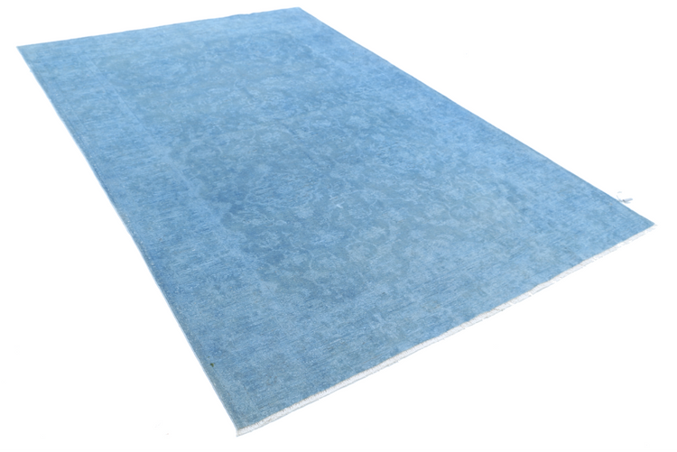 Hand Knotted Overdye Wool Rug - 5' 11" X 8' 10" 5' 11" X 8' 10" (180 X 269) / Blue / Wool