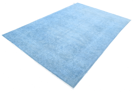 Hand Knotted Overdye Wool Rug - 5' 11" X 8' 10" 5' 11" X 8' 10" (180 X 269) / Blue / Wool