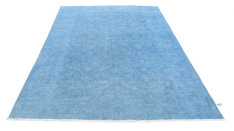 Hand Knotted Overdye Wool Rug - 5' 11" X 8' 10" 5' 11" X 8' 10" (180 X 269) / Blue / Wool