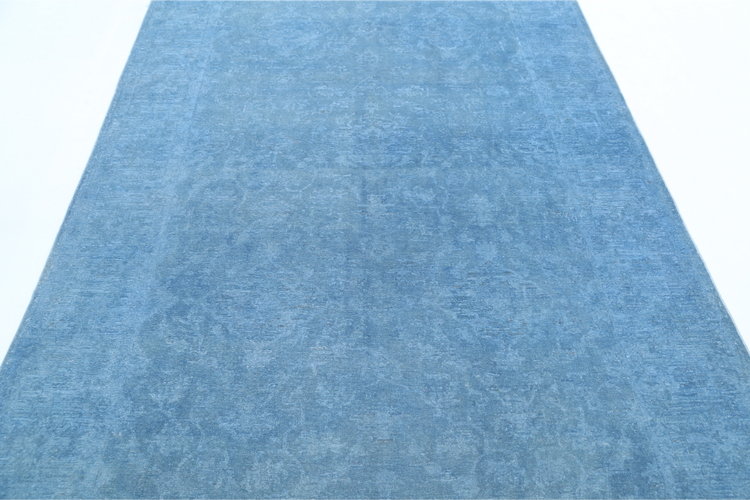 Hand Knotted Overdye Wool Rug - 5' 11" X 8' 10" 5' 11" X 8' 10" (180 X 269) / Blue / Wool