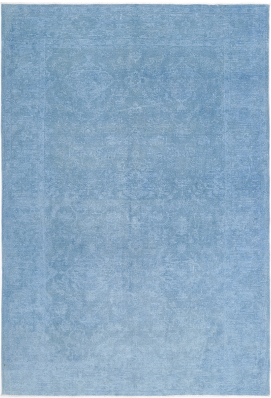 Hand Knotted Overdye Wool Rug - 5' 11" X 8' 10" 5' 11" X 8' 10" (180 X 269) / Blue / Wool