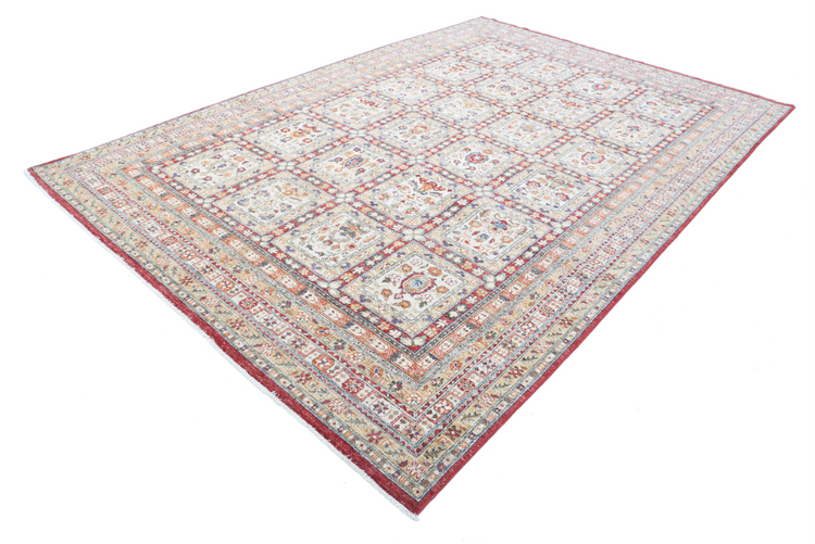 Hand Knotted Bakhtiari Wool Rug - 7' 10" X 11' 5" 7' 10" X 11' 5" (239 X 348) / Red / Wool