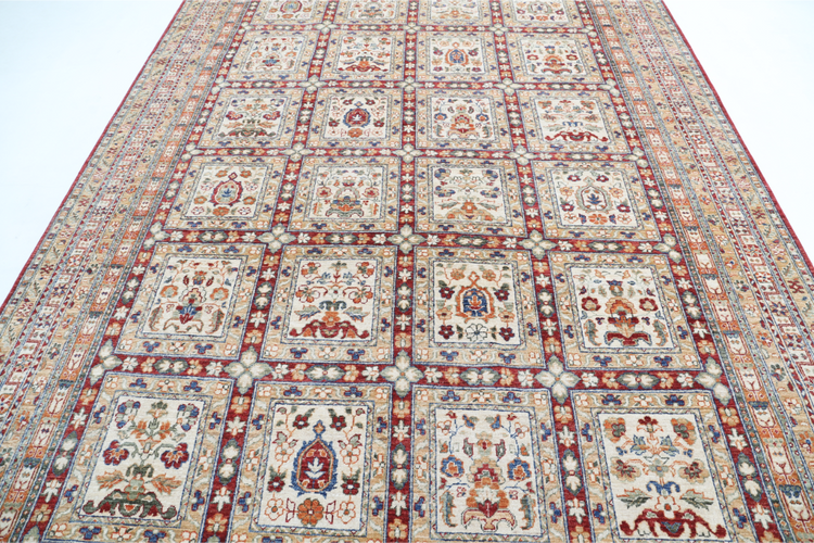 Hand Knotted Bakhtiari Wool Rug - 7' 10" X 11' 5" 7' 10" X 11' 5" (239 X 348) / Red / Wool